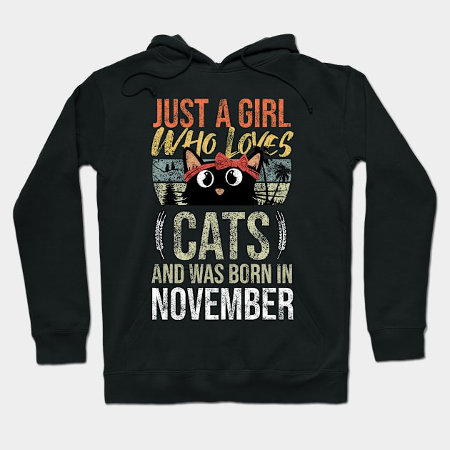 Just A Girl Who Loves Cats And Was Born In November Birthday Hoodie by Rishirt